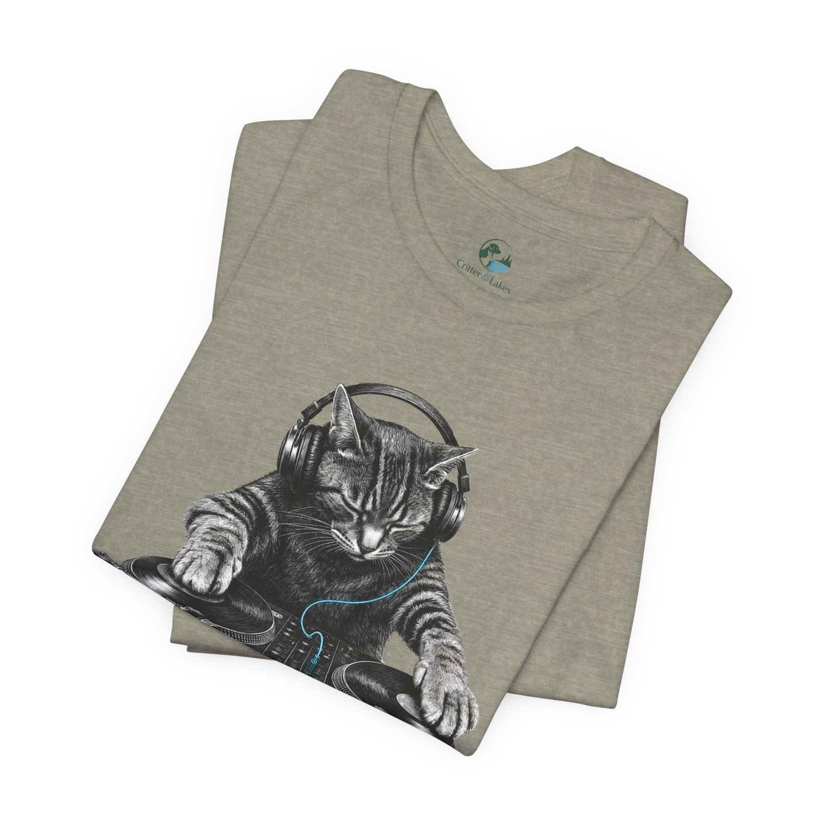 DJ Cat T-Shirt | Funny Cat DJ Graphic Tee with Turntables & Headphones | Music Producer Shirt | EDM, House, Techno & Vinyl - Image 23
