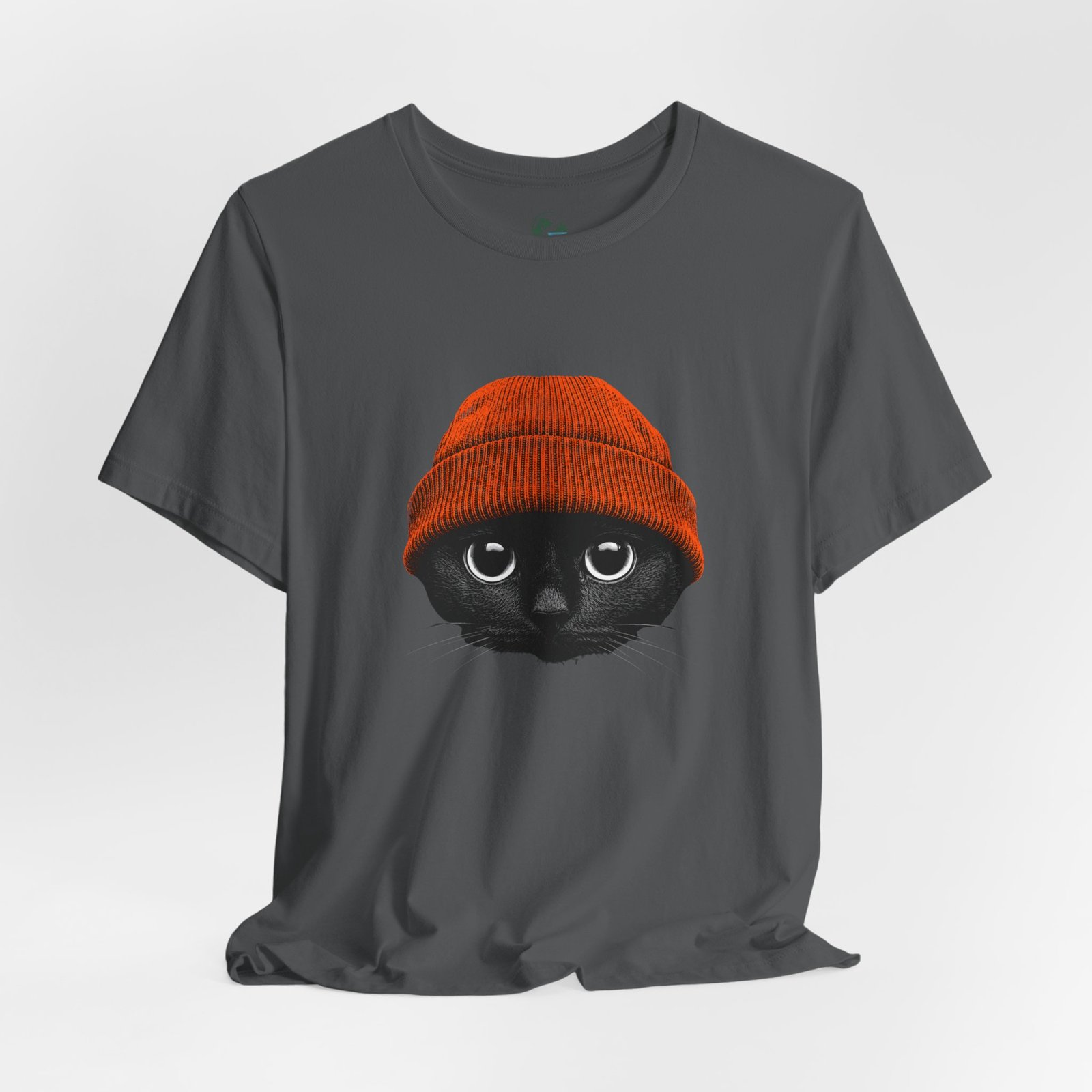 Black Cat in Orange Beanie T-Shirt | Cute Autumn Cat Graphic Tee | Halloween Cat Lover Shirt | Cozy Fall Kitty Apparel - Image 21