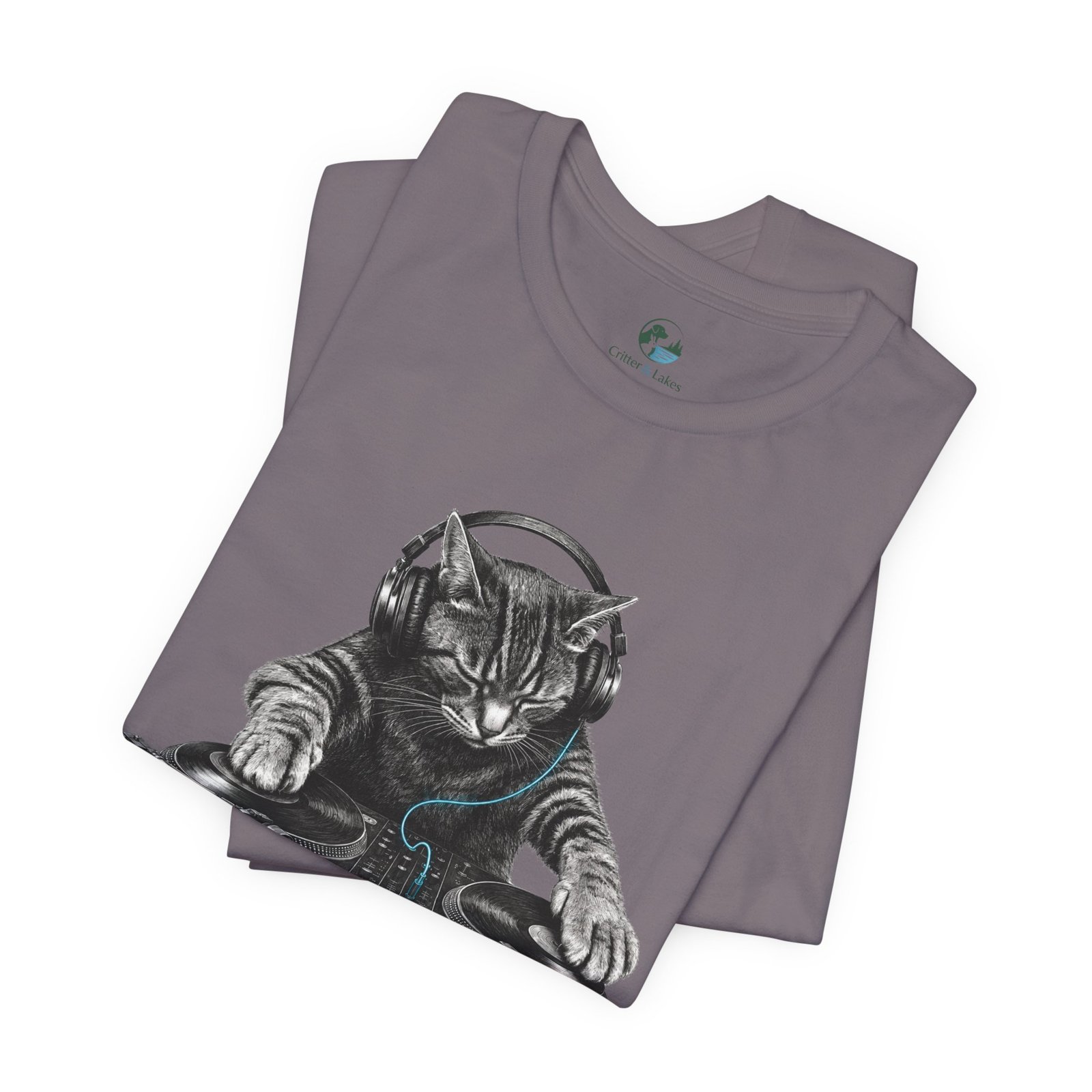 DJ Cat T-Shirt | Funny Cat DJ Graphic Tee with Turntables & Headphones | Music Producer Shirt | EDM, House, Techno & Vinyl - Image 44