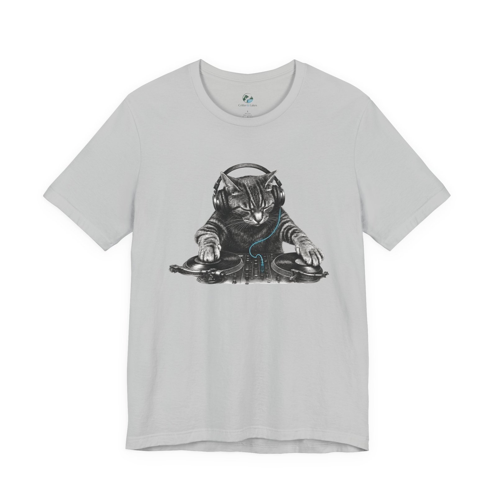 DJ Cat T-Shirt | Funny Cat DJ Graphic Tee with Turntables & Headphones | Music Producer Shirt | EDM, House, Techno & Vinyl - Image 10