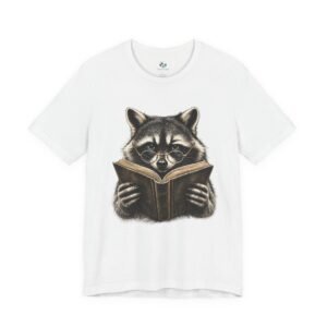 Book Lover Raccoon T-Shirt | Reading Raccoon Graphic Tee with Glasses | Cute Bookworm Shirt | Librarian Teacher Reader Gift