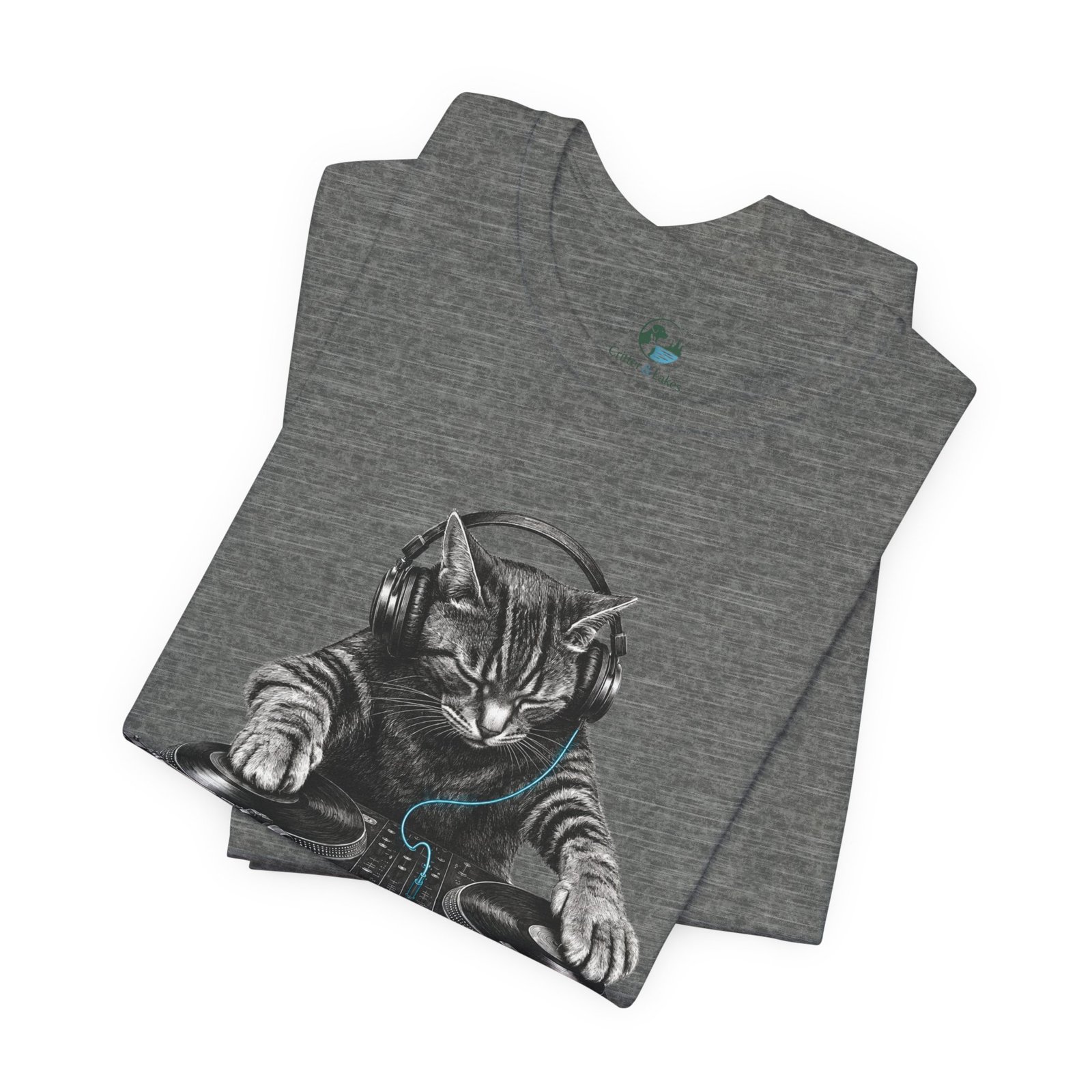 DJ Cat T-Shirt | Funny Cat DJ Graphic Tee with Turntables & Headphones | Music Producer Shirt | EDM, House, Techno & Vinyl - Image 14
