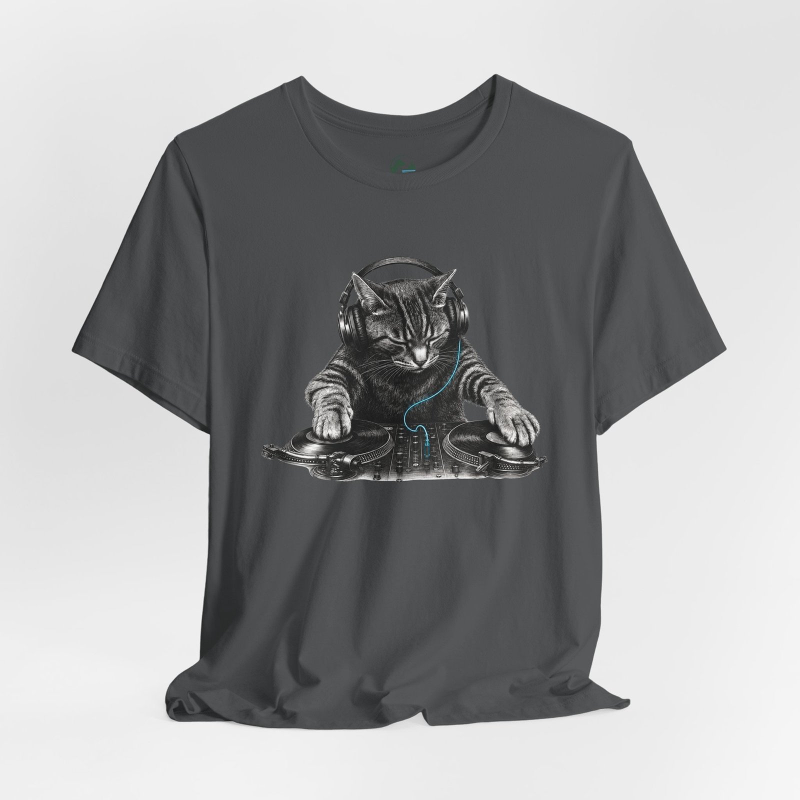 DJ Cat T-Shirt | Funny Cat DJ Graphic Tee with Turntables & Headphones | Music Producer Shirt | EDM, House, Techno & Vinyl - Image 39