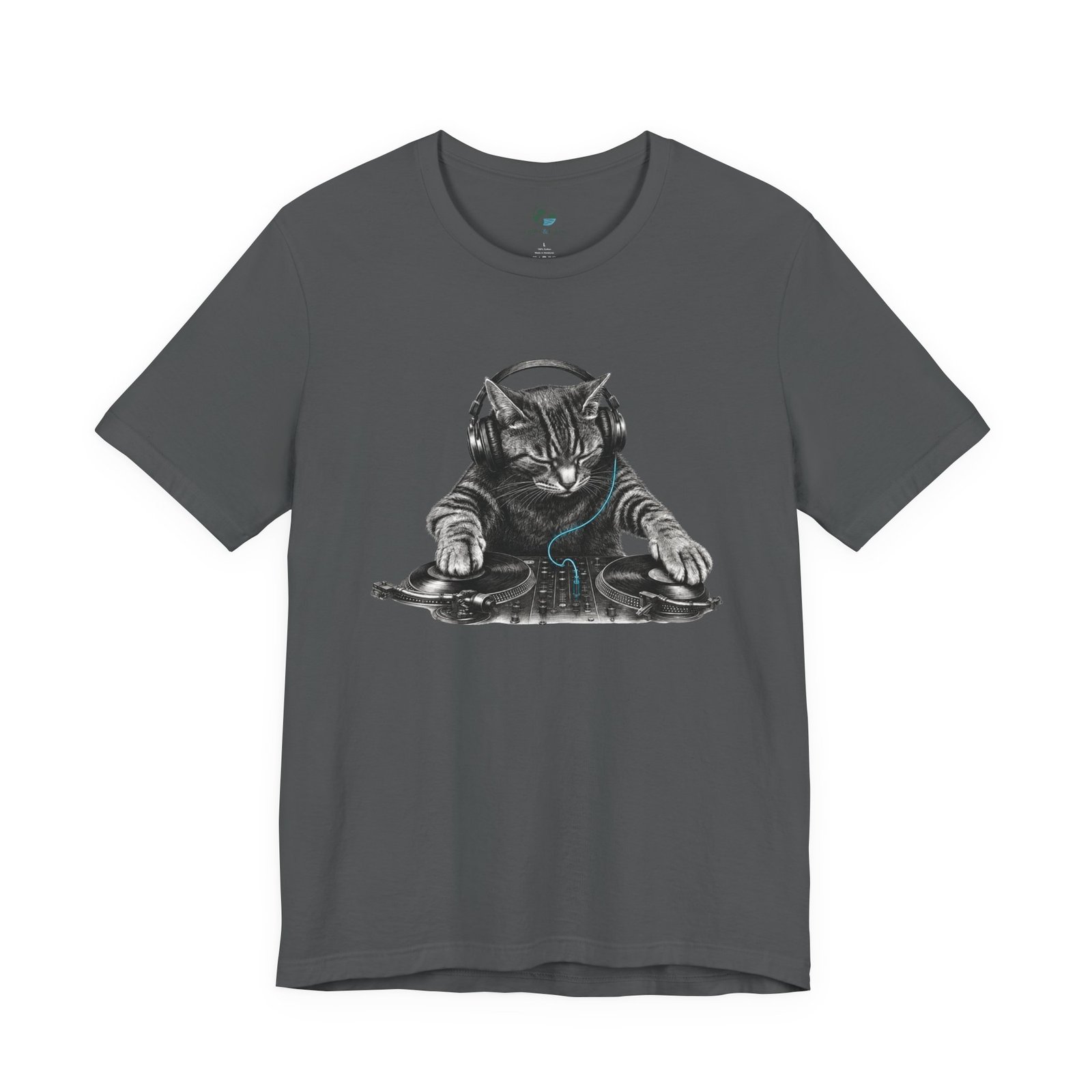 DJ Cat T-Shirt | Funny Cat DJ Graphic Tee with Turntables & Headphones | Music Producer Shirt | EDM, House, Techno & Vinyl - Image 37