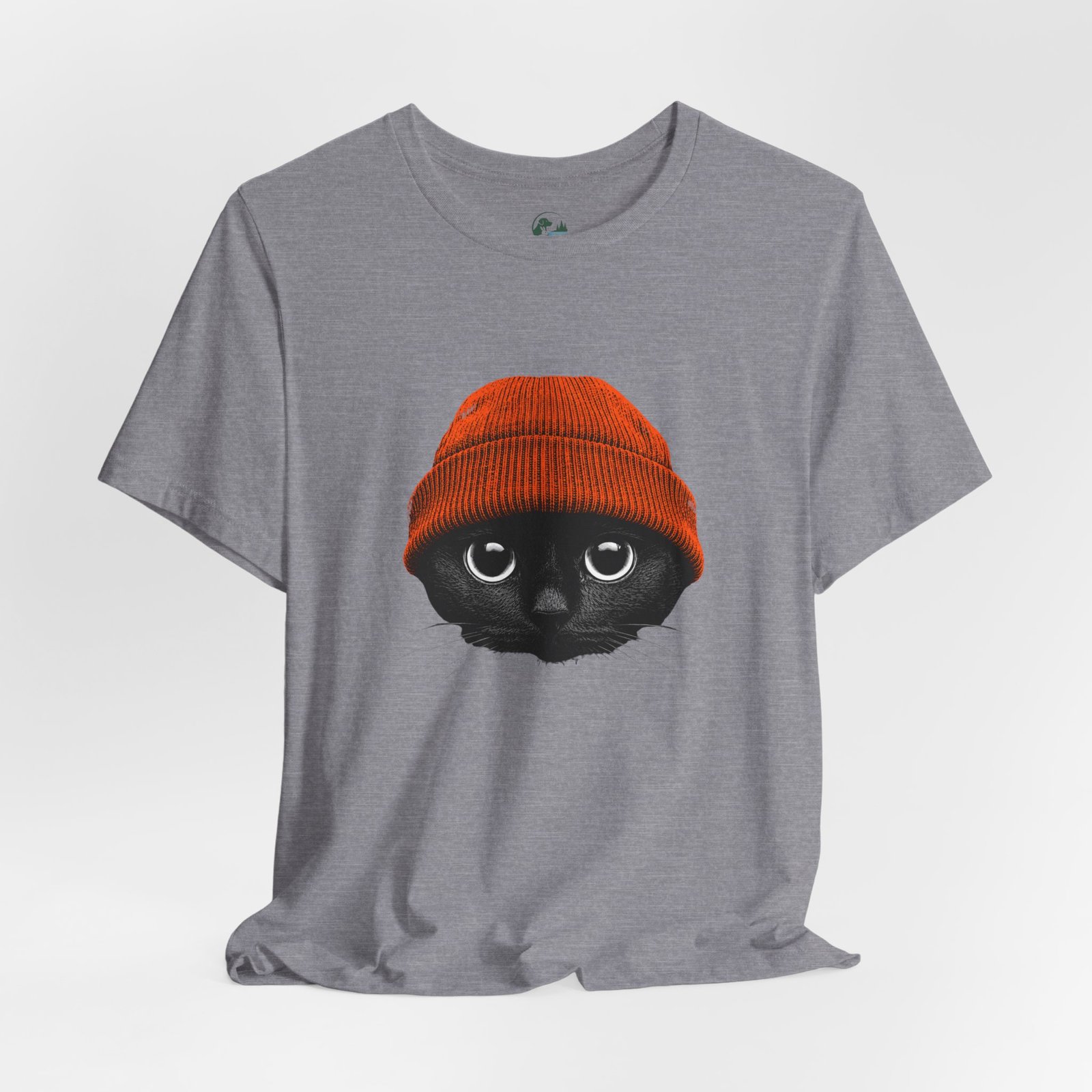 Black Cat in Orange Beanie T-Shirt | Cute Autumn Cat Graphic Tee | Halloween Cat Lover Shirt | Cozy Fall Kitty Apparel - Image 18