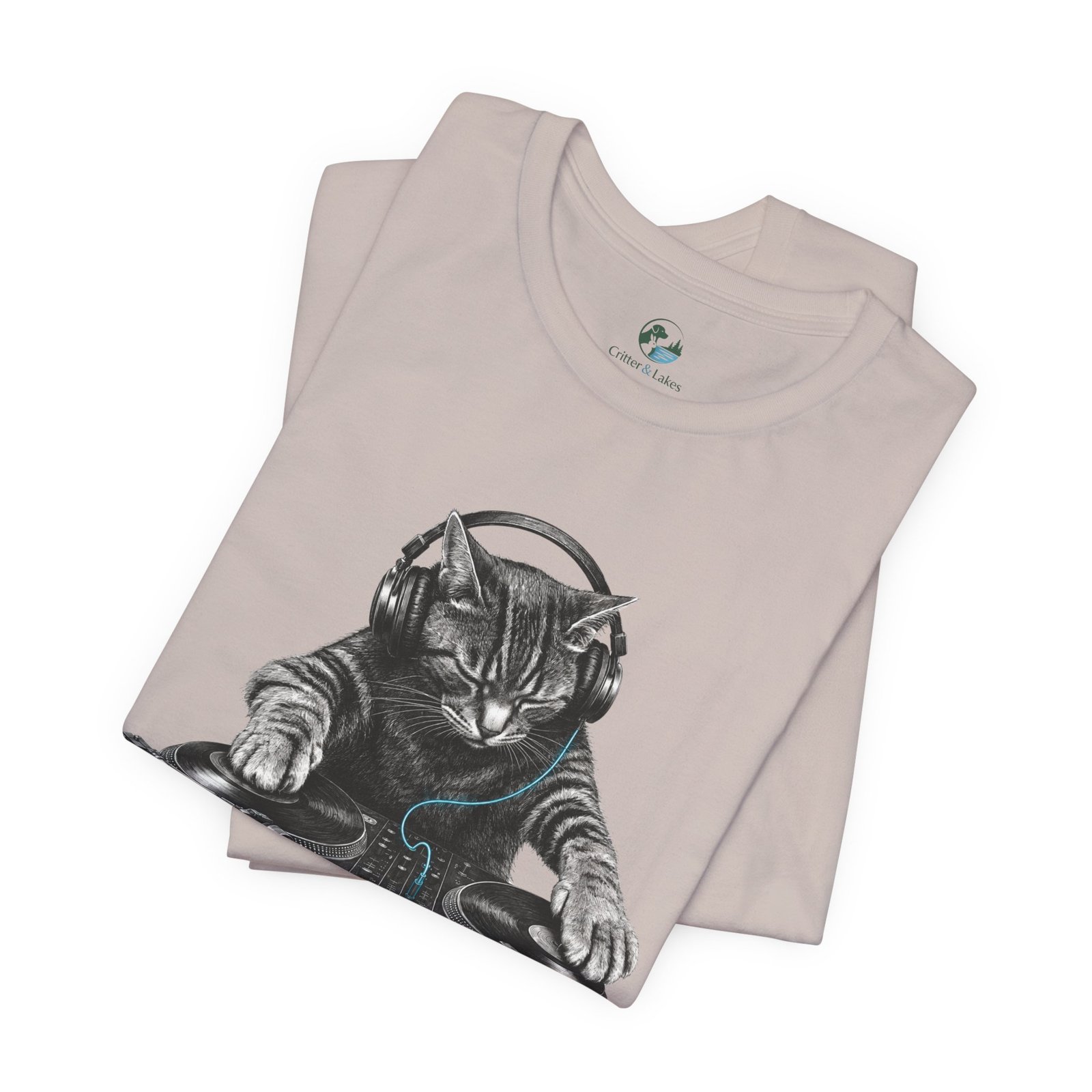 DJ Cat T-Shirt | Funny Cat DJ Graphic Tee with Turntables & Headphones | Music Producer Shirt | EDM, House, Techno & Vinyl - Image 29