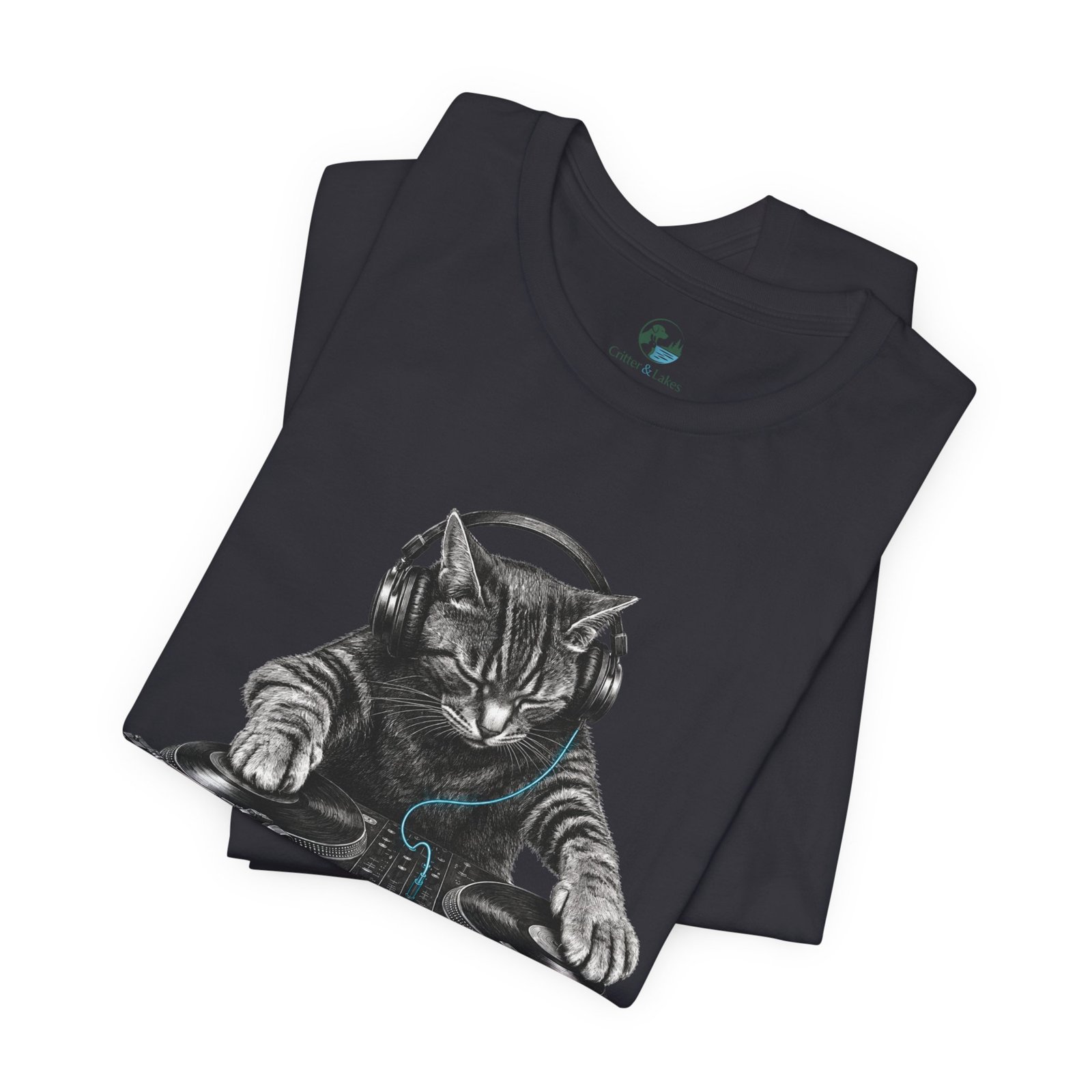 DJ Cat T-Shirt | Funny Cat DJ Graphic Tee with Turntables & Headphones | Music Producer Shirt | EDM, House, Techno & Vinyl - Image 26
