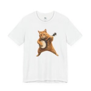 Funny Banjo Cat T-Shirt | Orange Tabby Playing Banjo Graphic Tee | Bluegrass Cat Shirt | Country Music Cat Lover Gift