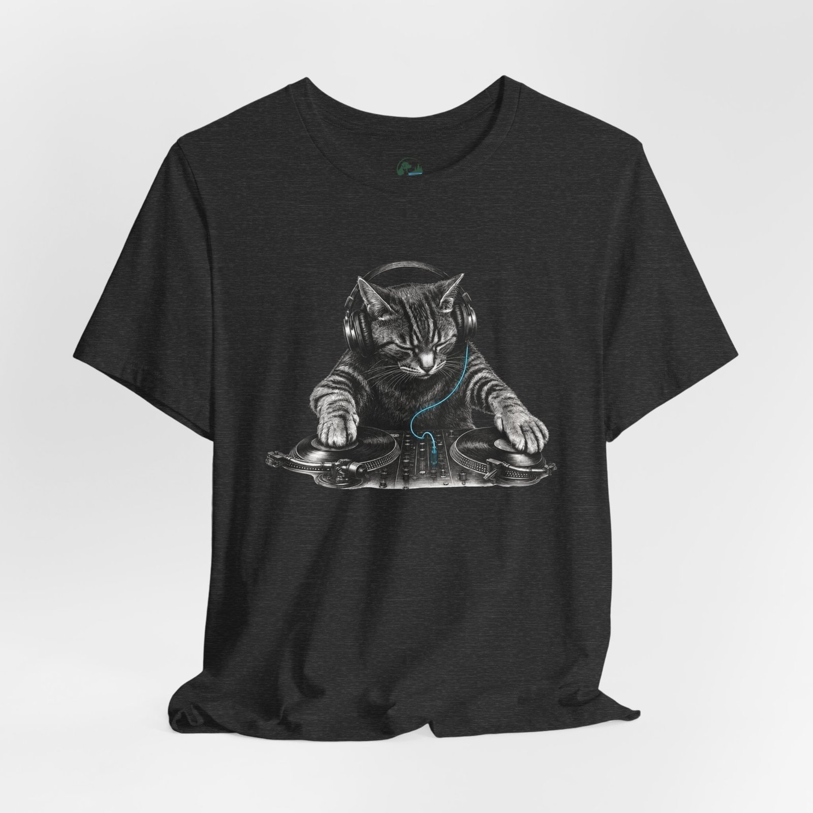 DJ Cat T-Shirt | Funny Cat DJ Graphic Tee with Turntables & Headphones | Music Producer Shirt | EDM, House, Techno & Vinyl - Image 42