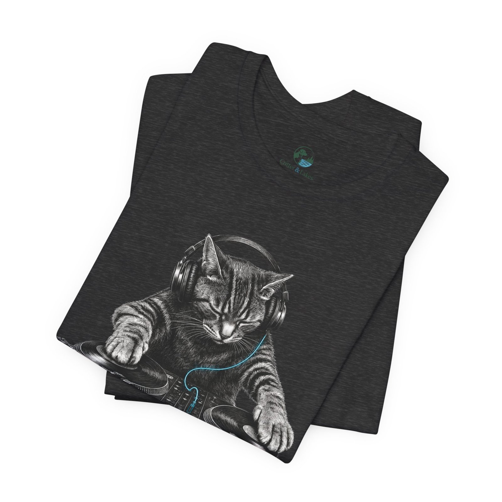 DJ Cat T-Shirt | Funny Cat DJ Graphic Tee with Turntables & Headphones | Music Producer Shirt | EDM, House, Techno & Vinyl - Image 41
