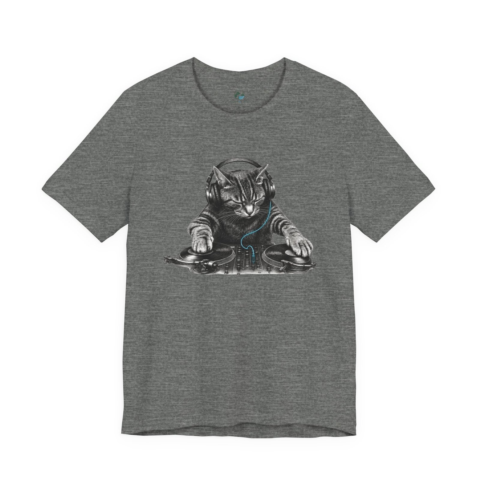 DJ Cat T-Shirt | Funny Cat DJ Graphic Tee with Turntables & Headphones | Music Producer Shirt | EDM, House, Techno & Vinyl - Image 13