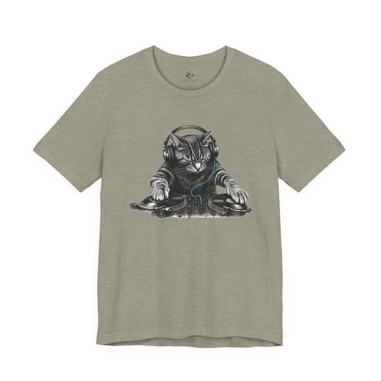 DJ Cat T-Shirt | Funny Cat DJ Graphic Tee with Turntables & Headphones | Music Producer Shirt | EDM, House, Techno & Vinyl - Image 22