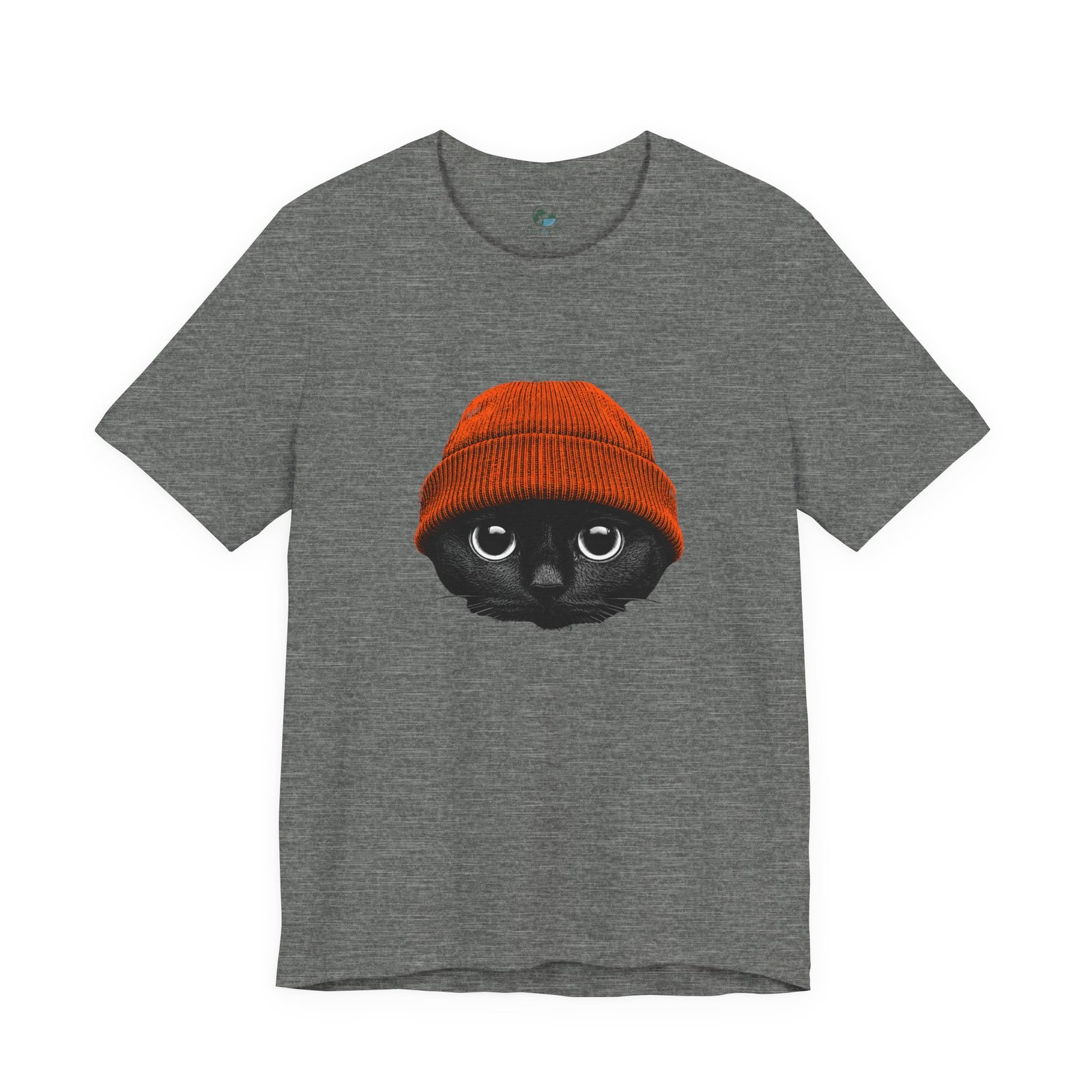 Black Cat in Orange Beanie T-Shirt | Cute Autumn Cat Graphic Tee | Halloween Cat Lover Shirt | Cozy Fall Kitty Apparel - Image 4