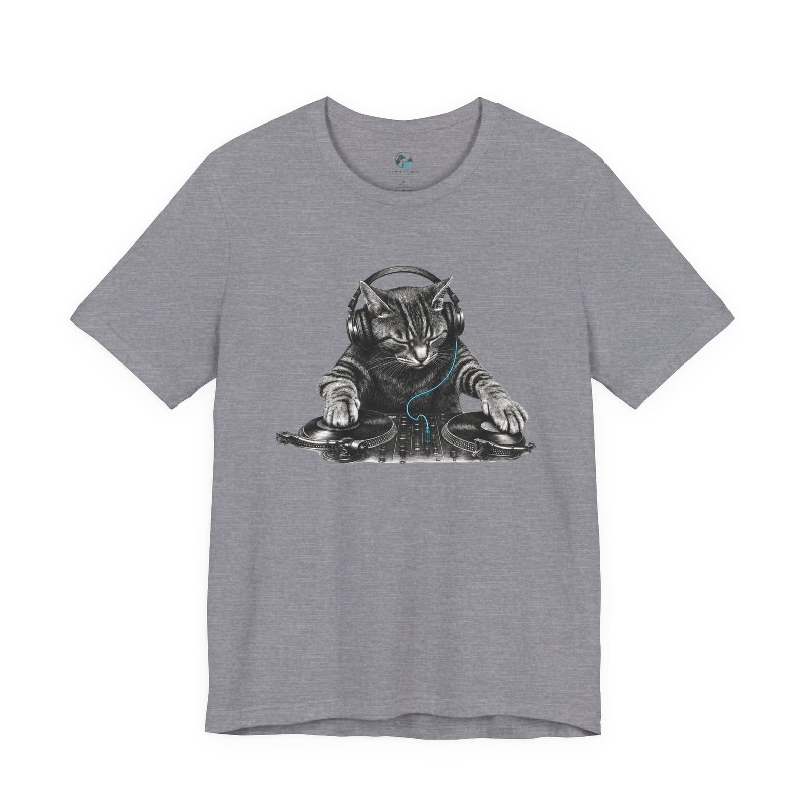 DJ Cat T-Shirt | Funny Cat DJ Graphic Tee with Turntables & Headphones | Music Producer Shirt | EDM, House, Techno & Vinyl - Image 34