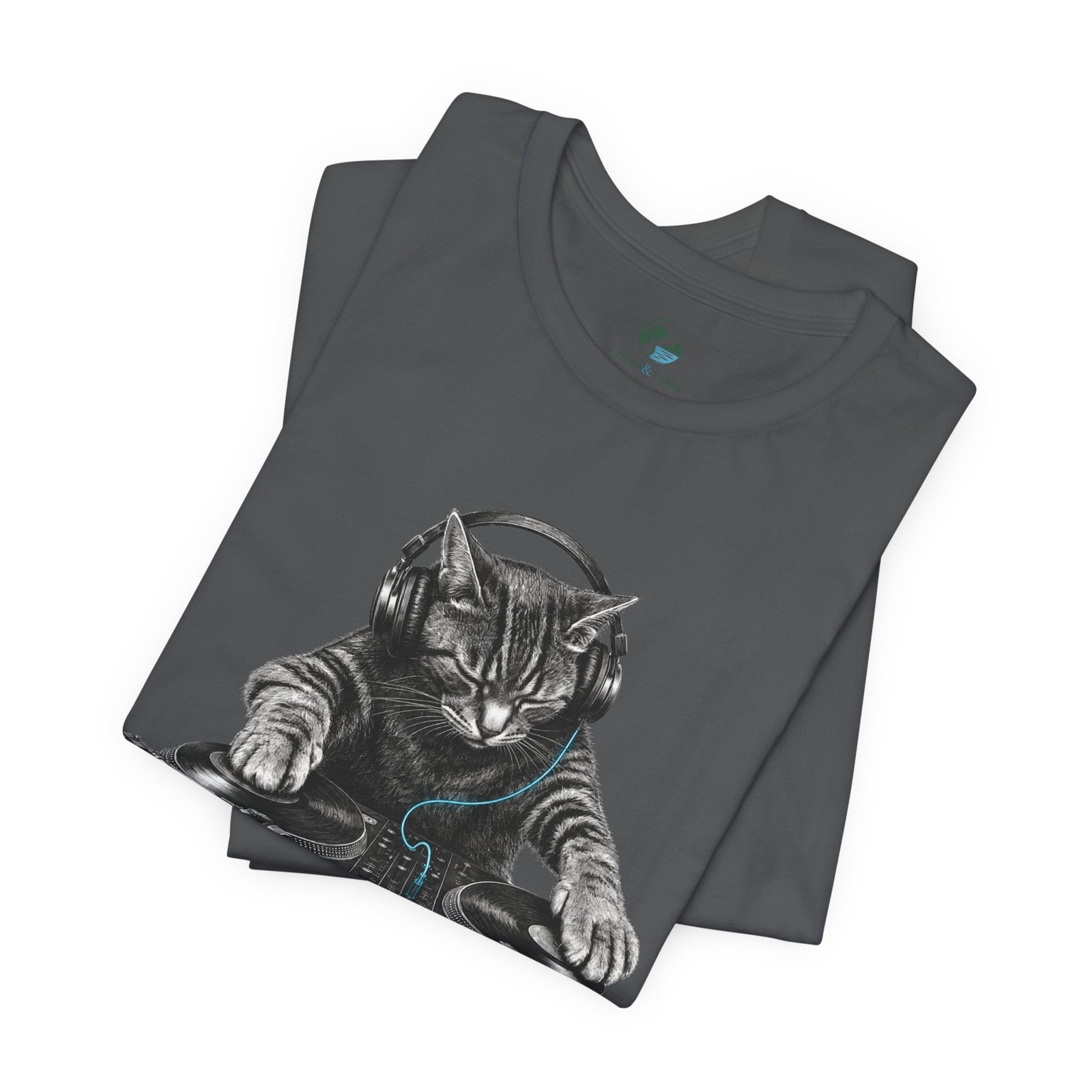 DJ Cat T-Shirt | Funny Cat DJ Graphic Tee with Turntables & Headphones | Music Producer Shirt | EDM, House, Techno & Vinyl - Image 38