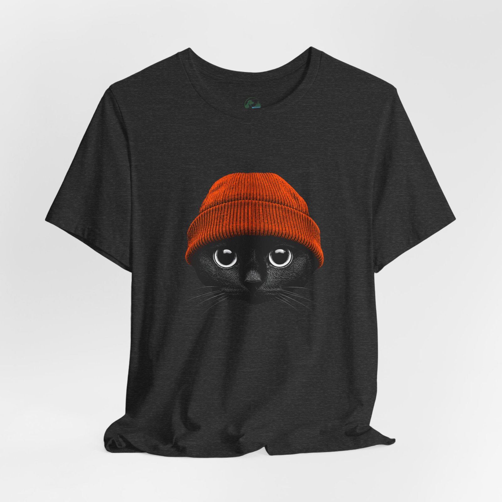 Black Cat in Orange Beanie T-Shirt | Cute Autumn Cat Graphic Tee | Halloween Cat Lover Shirt | Cozy Fall Kitty Apparel - Image 24