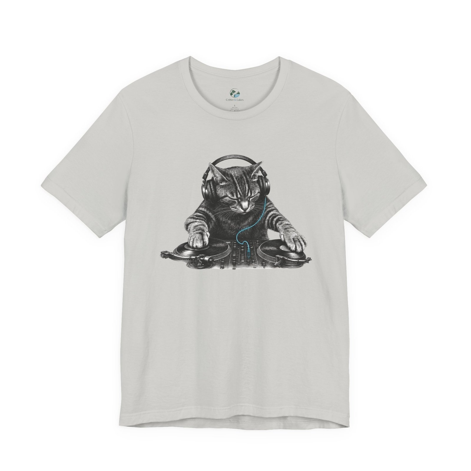 DJ Cat T-Shirt | Funny Cat DJ Graphic Tee with Turntables & Headphones | Music Producer Shirt | EDM, House, Techno & Vinyl - Image 19