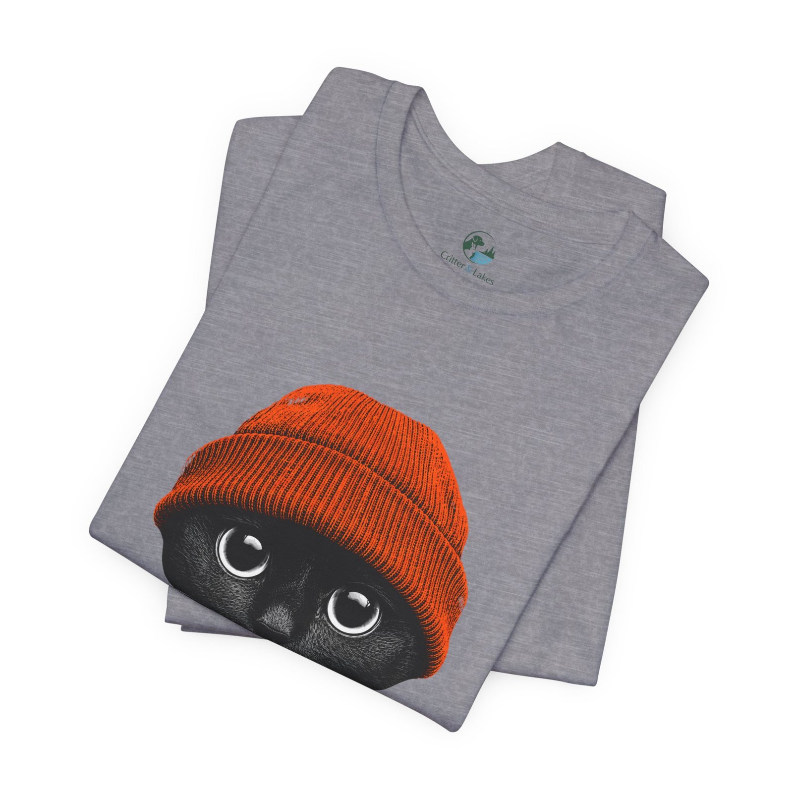 Black Cat in Orange Beanie T-Shirt | Cute Autumn Cat Graphic Tee | Halloween Cat Lover Shirt | Cozy Fall Kitty Apparel - Image 17