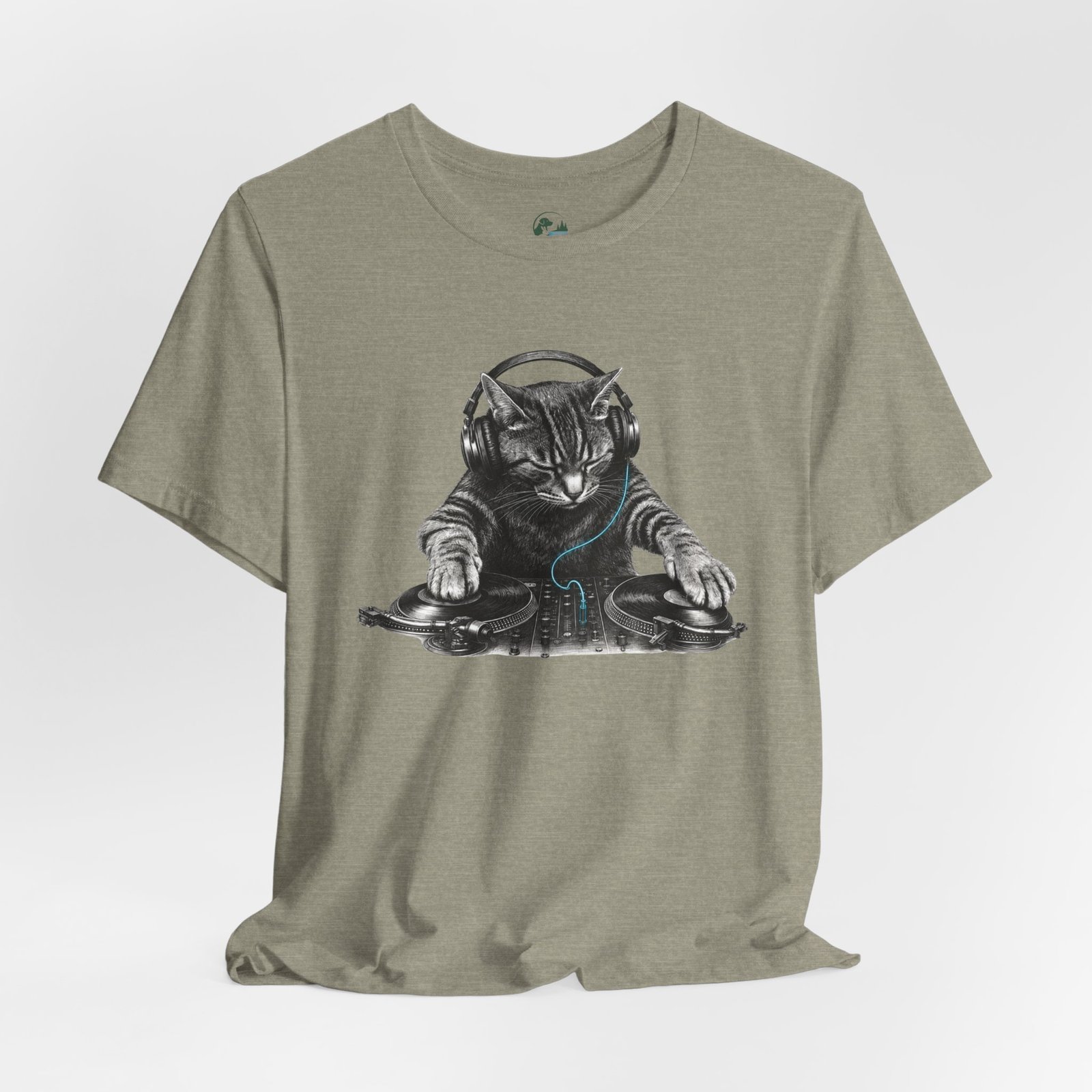 DJ Cat T-Shirt | Funny Cat DJ Graphic Tee with Turntables & Headphones | Music Producer Shirt | EDM, House, Techno & Vinyl - Image 24
