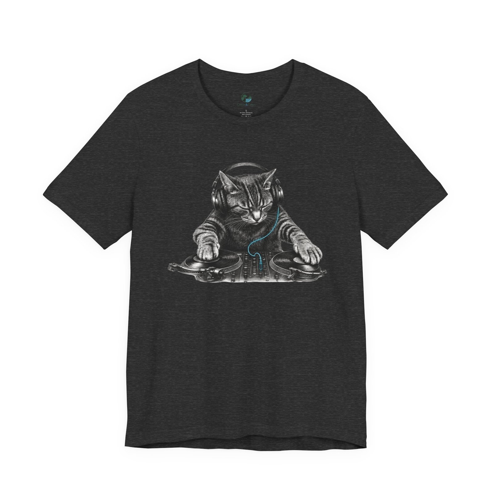 DJ Cat T-Shirt | Funny Cat DJ Graphic Tee with Turntables & Headphones | Music Producer Shirt | EDM, House, Techno & Vinyl - Image 40
